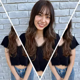 セミロング カラー 艶髪特化 しゅんぼう 長岡髪質改善のヘアスタイル