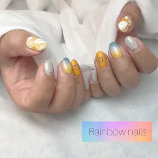 ネイル Rainbow nailsくろちゃんのネイルデザイン