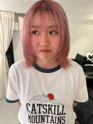 カラー ブリーチカラー🎀 韓国風/寺門美優のヘアスタイル