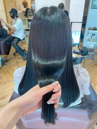 セミロング 韓国ヘア顔周りカット 艶髪ベージュtamaのヘアスタイル