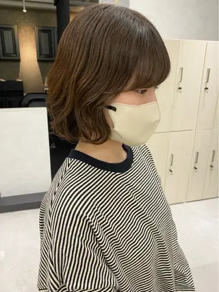 ミディアム カラー パーマ rina/顔周り特化 柔らかいカラーのヘアスタイル