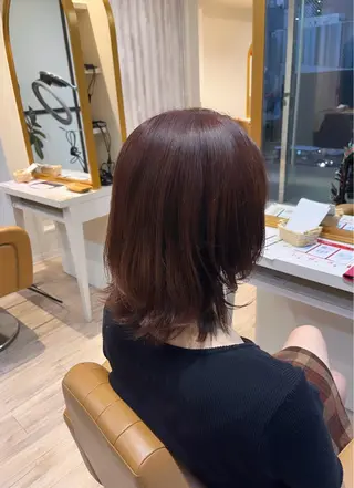 ミディアム カラー ブリーチなしWカラー レイヤー/Rickyのヘアスタイル