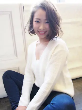 ミディアム パーマ ほさか しんごのヘアスタイル