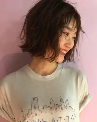 ミディアム カラー パーマ 吉田一輝 外国人パーマのヘアスタイル