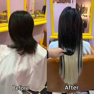 ロング シール+ちび編み込み エクステ梅田🐨のヘアスタイル