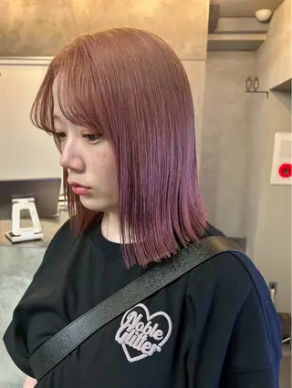 カラー 博多ブリーチ× 透明感/縮毛矯正のヘアスタイル