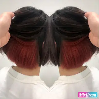 ショート カラー 白髪ぼかしハイライト めさきすずなのヘアスタイル