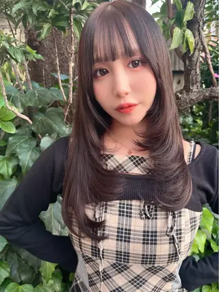 ミディアム 前髪&顔周りカット/ 韓国レイヤー/シバタのヘアスタイル