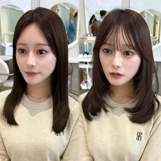 セミロング カラー 似合わせレイヤー/ 透明感カラーのヘアスタイル