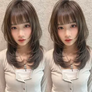 ミディアム カラー レイヤー/韓国 ハイトーン興津史弥のヘアスタイル