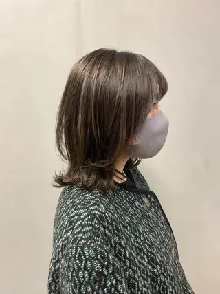 ミディアム カラー ハル🌸柔色/ ブリーチなし/艶髪のヘアスタイル