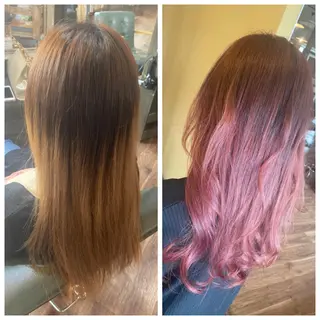 ロング カラー ハイライト/インナー /ブリーチ/レイヤーのヘアスタイル