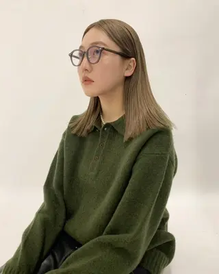 セミロング カラー ヘアアレンジ 小顔レイヤー×コンパ クトボブ/林隆平のヘアスタイル