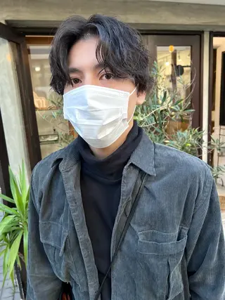 ショート パーマ メンズ 木村陸弥 似合わせ 透明感カラー🌿のヘアスタイル