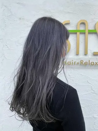 ロング カラー ブリーチなしWカラー /酸性ストレート河本のヘアスタイル