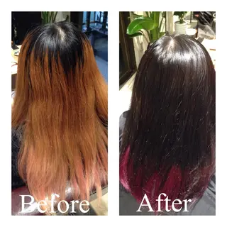 セミロング ロング カラー アオガミ （前髪顔周りカット）のヘアスタイル