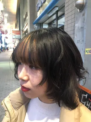 ミディアム ゆぴ☾‪/推しカラー /ハイトーンのヘアスタイル