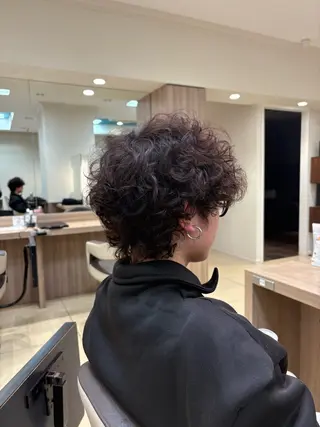 ミディアム パーマ 透明感カラー/ 松井克樹のヘアスタイル