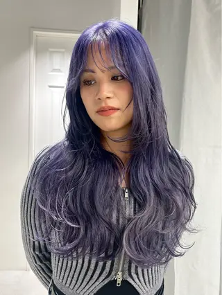 セミロング 透け感ベージュ /ミハルのヘアスタイル