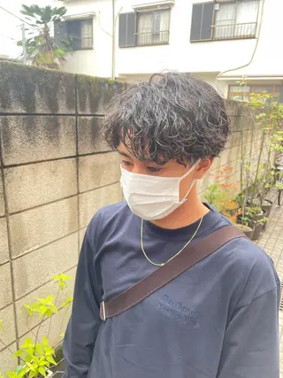 ショート パーマ ヘアアレンジ メンズ キッズ アイブロウ スパイキー/フェザー /波巻き/かいとのヘアスタイル