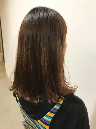 ミディアム 暖色カラー🍊 ボブ🌿顔周りcutのヘアスタイル