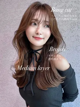 ミディアム ❤️ブリーチなし💚 ダブルカラー平野実花のヘアスタイル