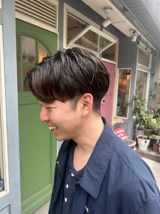 ショート パーマ メンズ 清水千優/パーマ/透 明感カラー/メンズのヘアスタイル