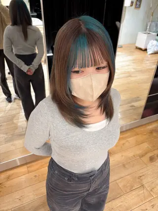 セミロング カラー 綿田 翔のヘアスタイル