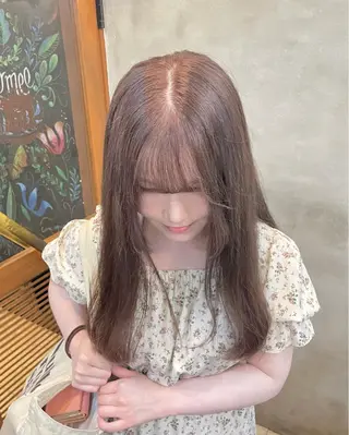 ロング カラー ヘアアレンジ 【ピンク/韓国ヘア/ ヘアセット】亜海のヘアスタイル