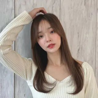 ミディアム カラー パーマ ヘアアレンジ メンズ キッズ 新宿/小顔レイヤー/ 顔まわり/西慶太朗のヘアスタイル