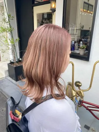 ミディアム カラー パーマ ヘアアレンジ メンズ キッズ HairSignature所属・ブリーチ指名神戸 No.1美容師RENのヘアスタイル