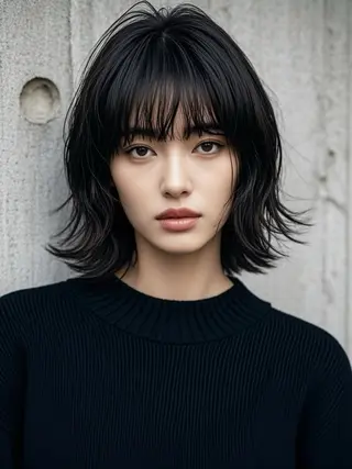 ミディアム ウルフカット 811 大阪梅田 ウルフのヘアスタイル