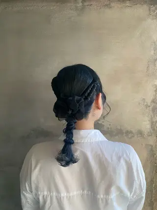 ミディアム ヘアアレンジ 暖色カラー /ヘアアレンジ/花鈴のヘアスタイル