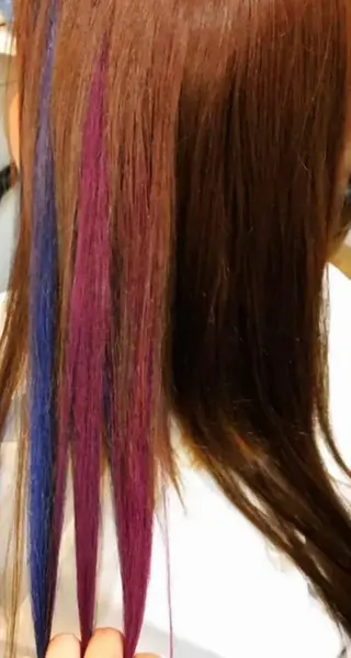 セミロング カラー チビ編み込みエクステ シールEXどぅ〜すのヘアスタイル