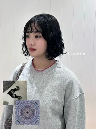 ミディアム パーマ 顔周り/レイヤー 🤍マリノのヘアスタイル