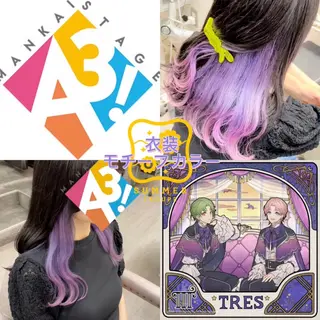 ロング カラー 推しカラー💫 ブリーチ💫若菜覚のヘアスタイル