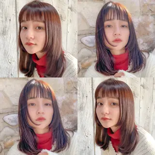 セミロング ボブ/縮毛矯正 髪質改善/もえるのヘアスタイル