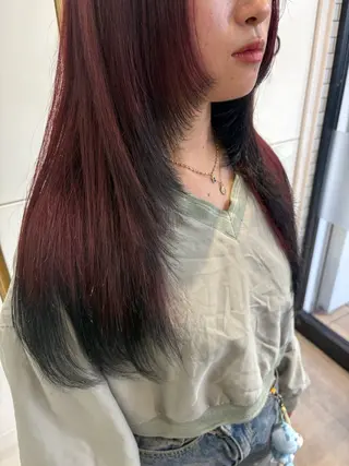 ロング カラー ブリーチ🫧艶カラー レイヤー韓国ヘアのヘアスタイル