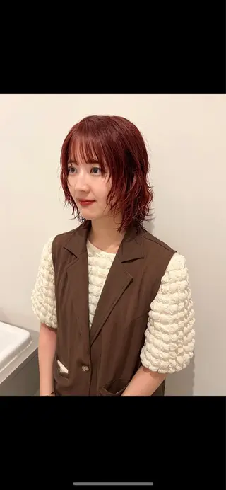 ミディアム カラー arisa/暖色 /伏見/レイヤーのヘアスタイル