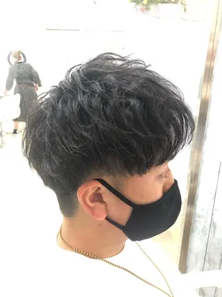 ショート パーマ メンズ 髪質改善× ハイライト溝江のヘアスタイル