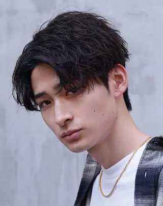 ショート カラー パーマ メンズ キッズ 栄💗レイヤーカット ｜韓国風｜haruのヘアスタイル