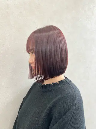 カラー 艶ボブ🤎ボブパーマ 透明感カラー\メンズのヘアスタイル