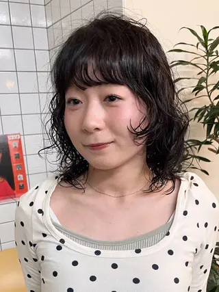 ミディアム パーマ ボブパーマ/パーマ ウルフパーマのヘアスタイル