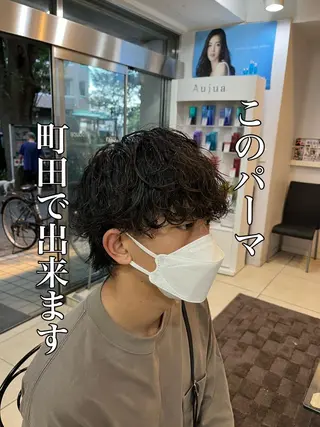 ミディアム パーマ メンズ 韓国風メンズ/毛流れ ヘアなら須田龍世のヘアスタイル