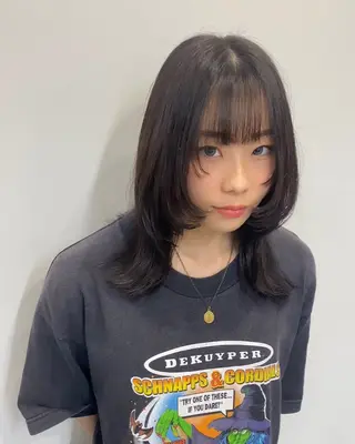 ミディアム sunc所属・梅田l大人韓国ヘア レイヤー×艶カラーのヘアスタイル