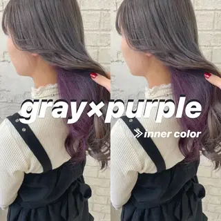 ロング カラー オリーブ/アッシュ やわらか透明感カラーのヘアスタイル