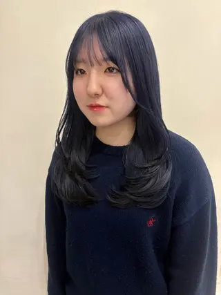 ロング カラー 似合わせ前髪／ 小顔カット🎀そうのヘアスタイル