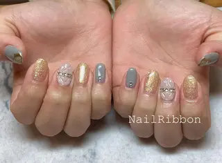 ネイル ネイルリボン 受付スタッフのネイルデザイン
