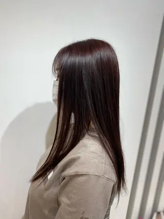 ロング カラー ブリーチなしWカラー /酸性ストレート河本のヘアスタイル