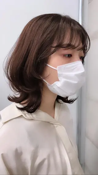 ミディアム カラー 透明感/オリーブ/ グレージュ/YUKAのヘアスタイル